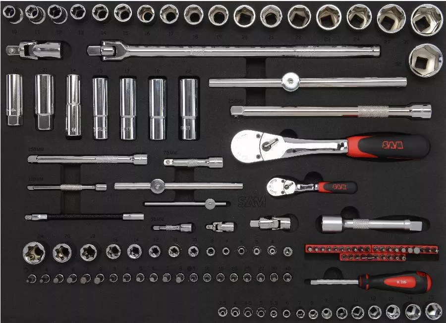 Servante 6 Tiroirs + 200 Outils De Maintenance Indus. SAM OUTILLAGE Modules Mousse - 416-200M 1 Servante 6 Tiroirs + 200 Outils De Maintenance Indus. SAM OUTILLAGE Modules Mousse - 416-200M