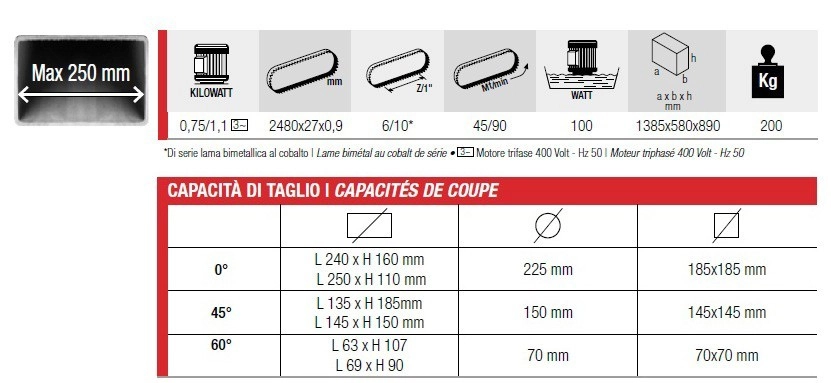 Scie à Ruban Stationnaire Métal FEMI Descente Automatique - Coupe Max. 225mm - N250DAXL 2 Scie à Ruban Stationnaire Métal FEMI Descente Automatique - Coupe Max. 225mm - N250DAXL – Image 2