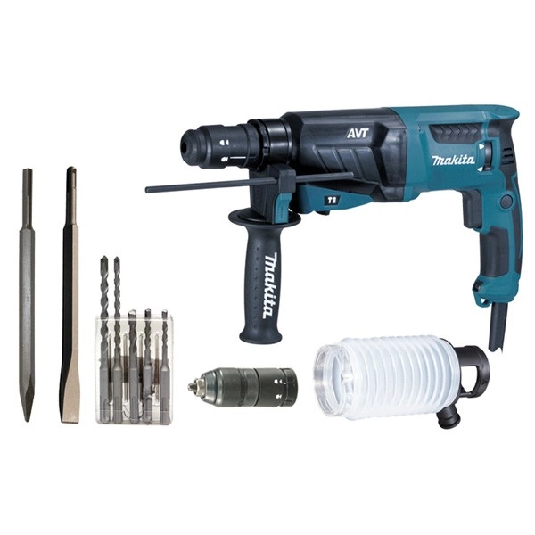 Perforateur Burineur MAKITA SDS Plus - 800W 26mm - Coffret Aluminium + Kit D'accessoires - HR2631FTX4 1 Perforateur Burineur MAKITA SDS Plus - 800W 26mm - Coffret Aluminium + Kit D'accessoires - HR2631FTX4