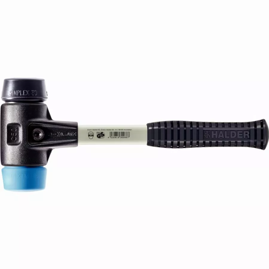 Maillet HALDER SIMPLEX TPE Souple / Métal Doux Avec Boîtier En Fonte Malléable Renforcée Et Manche En Fibre De Verre - D=60 Mm - 3712.060 1 Maillet HALDER SIMPLEX TPE Souple / Métal Doux Avec Boîtier En Fonte Malléable Renforcée Et Manche En Fibre De Verre - D=60 Mm - 3712.060