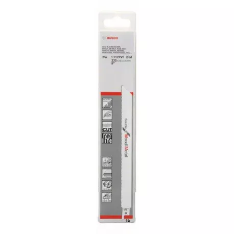 Lame Scie Sabre BIM S1122VF Flexible Métal/Bois BOSCH 225 Mm - Boite De 25 - 2608657559 2 Lame Scie Sabre BIM S1122VF Flexible Métal/Bois BOSCH 225 Mm - Boite De 25 - 2608657559 – Image 2