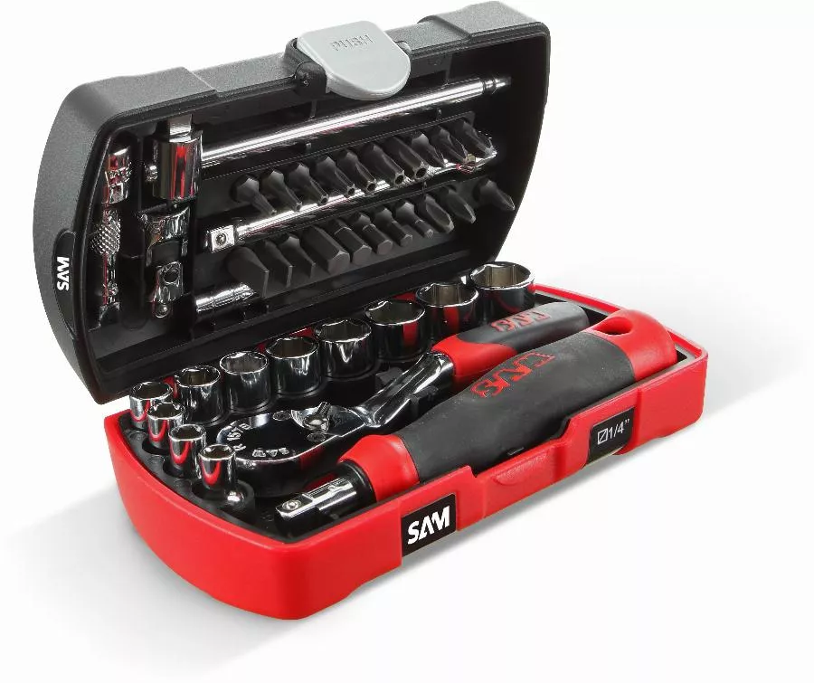 Coffret De 39 Douilles Et Accessoires + Pince Multifonctions SAM OUTILLAGE - POCKET-RJ 2 Coffret De 39 Douilles Et Accessoires + Pince Multifonctions SAM OUTILLAGE - POCKET-RJ – Image 2